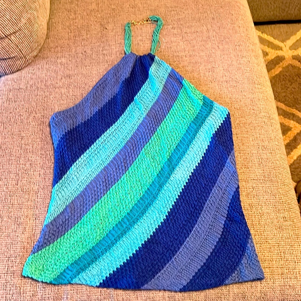 Ralph Lauren Blue and Green Striped Tank Top